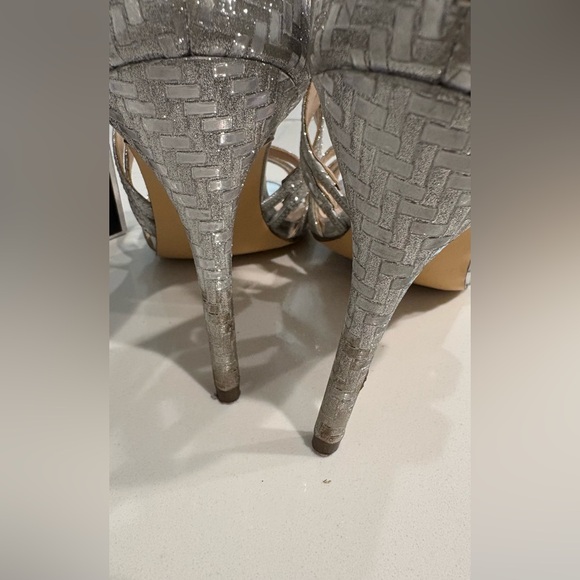 Nina Sparkling Silver Strappy Heels - Picture 6 of 9
